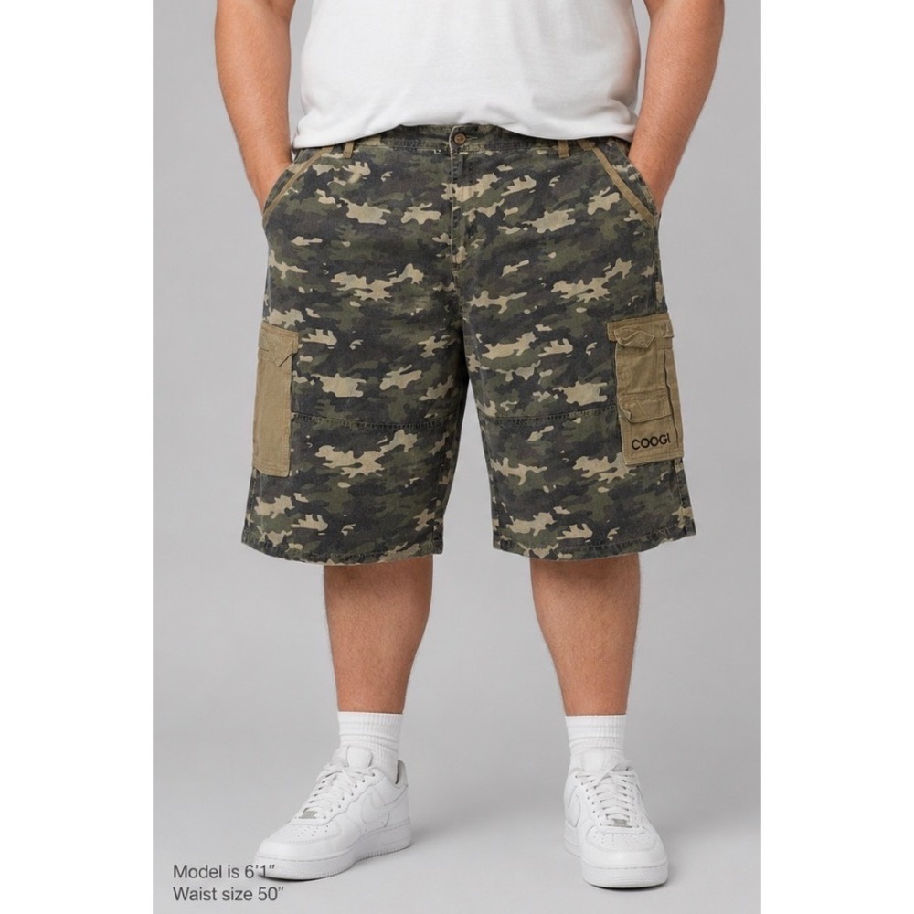 Vintage Coogi Australia Mens Camo Cargo Shorts Green W50 Baggy Skate Hip Hop Y2K